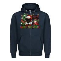 Navy merry christmas buffalo afro gnomies Zipper Hoodie - FaDigitalArtStudio