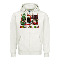 Oatmeal Heather merry christmas buffalo afro gnomies Zipper Hoodie - FaDigitalArtStudio