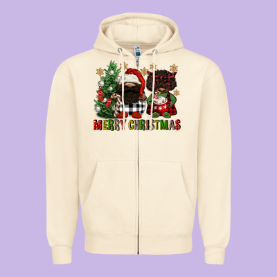 Merry Christmas Buffalo Afro Gnomies Zipper Hoodie Designed By Fadigitalartstudio