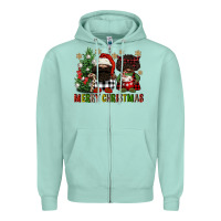 Seafoam merry christmas buffalo afro gnomies Zipper Hoodie - FaDigitalArtStudio