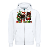 White merry christmas buffalo afro gnomies Zipper Hoodie - FaDigitalArtStudio