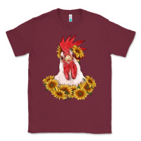 Burgundy rooster head with sunflowers Classic Tee - RanaPortraitStore