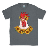 Charcoal Heather rooster head with sunflowers Classic Tee - RanaPortraitStore