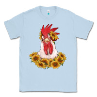 Dusty Blue rooster head with sunflowers Classic Tee - RanaPortraitStore