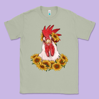 Rooster Head With Sunflowers Classic Tee Designed By Ranaportraitstore