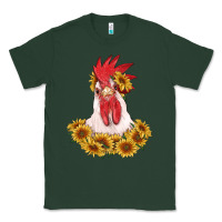 Sports Green rooster head with sunflowers Classic Tee - RanaPortraitStore