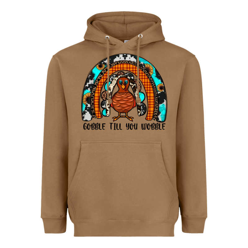 Gobble Till You Wobble Rainbow Heavyweight Hoodie by JahusDesignShop | Teevron