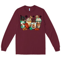 Burgundy dog coffee cups Long Sleeve Tee - Zillion Design Studio