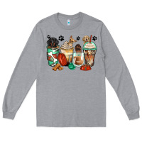 Heather Grey dog coffee cups Long Sleeve Tee - Zillion Design Studio