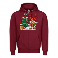 Burgundy merry christmas gnomes Zipper Hoodie - FaDigitalArtStudio