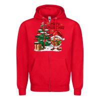 Red merry christmas gnomes Zipper Hoodie - FaDigitalArtStudio