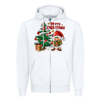 White merry christmas gnomes Zipper Hoodie - FaDigitalArtStudio