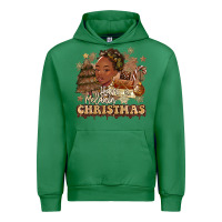 Emerald have a melanin christmas  black woman Urban Hoodie - MaliasSmallBusiness