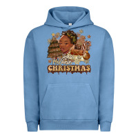 Pigment Pebble Blue have a melanin christmas  black woman Urban Hoodie - MaliasSmallBusiness