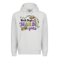 Dove Grey thick thighs mardi gras Premium Hoodie - MaliasSmallBusiness
