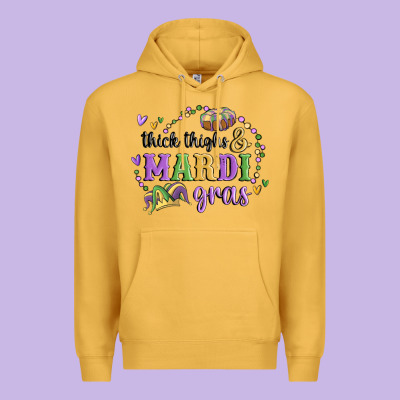 Thick Thighs Mardi Gras Premium Hoodie Designed By Maliassmallbusiness
