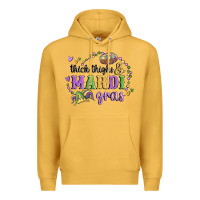 Mustard thick thighs mardi gras Premium Hoodie - MaliasSmallBusiness