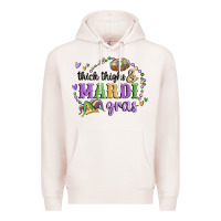 Pale Pink thick thighs mardi gras Premium Hoodie - MaliasSmallBusiness