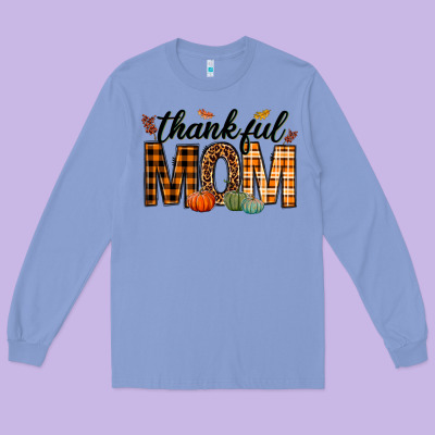 Thankful Mom Long Sleeve Tee Designed By Texasbilliewilder