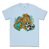 Dusty Blue leopard cowhide hearts Classic Tee - Zillion Design Studio