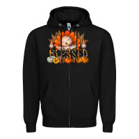 Black Thanksgiving Turkey Pumpkin Blessed Zipper Hoodie - CowhideDigitalArt