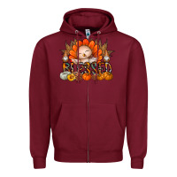 Burgundy Thanksgiving Turkey Pumpkin Blessed Zipper Hoodie - CowhideDigitalArt