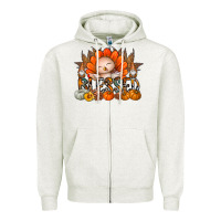 Oatmeal Heather Thanksgiving Turkey Pumpkin Blessed Zipper Hoodie - CowhideDigitalArt
