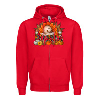 Red Thanksgiving Turkey Pumpkin Blessed Zipper Hoodie - CowhideDigitalArt