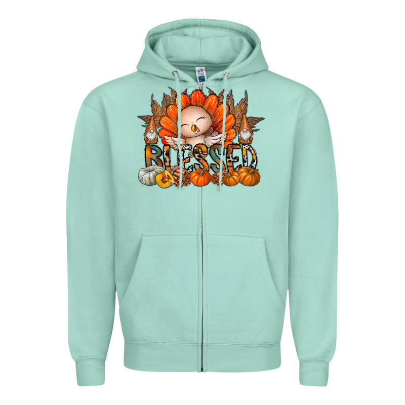 Thanksgiving Turkey Pumpkin Blessed Zipper Hoodie by CowhideDigitalArt | Teevron