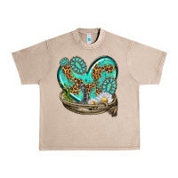 French Oak turquoise western heart with horseshoe Urban Heavy Tee - texasbilliewilder