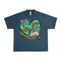 Midnight Navy turquoise western heart with horseshoe Urban Heavy Tee - texasbilliewilder