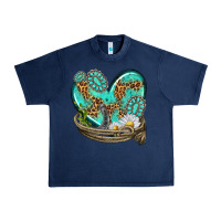 Navy turquoise western heart with horseshoe Urban Heavy Tee - texasbilliewilder