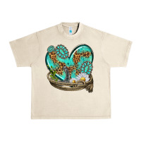 Turquoise Western Heart With Horseshoe Urban Heavy Tee | Teevron