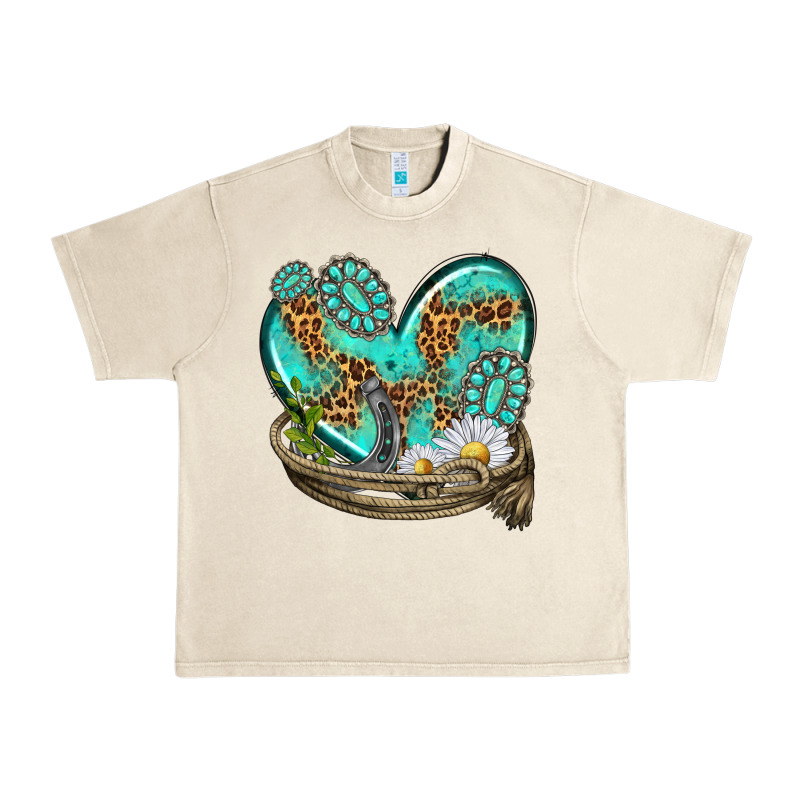 Turquoise Western Heart With Horseshoe Urban Heavy Tee by texasbilliewilder | Teevron