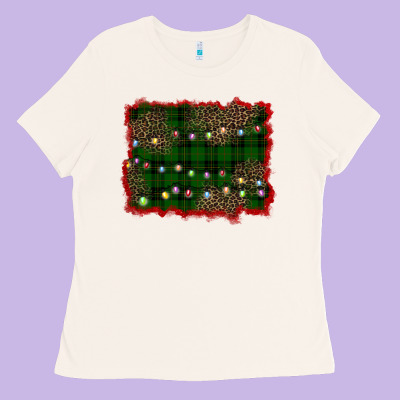 Christmas Green Plaid Background Ladies Tee Designed By Barkaloodesign
