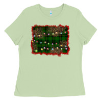 Matcha christmas green plaid background Ladies Tee - BarkalooDesign