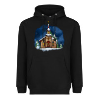 Black Christmas church and snow Heavyweight Hoodie - AdoDesignShop