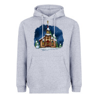 Heather Grey Christmas church and snow Heavyweight Hoodie - AdoDesignShop