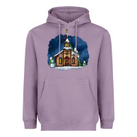 Lavender Christmas church and snow Heavyweight Hoodie - AdoDesignShop