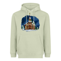 Matcha Christmas church and snow Heavyweight Hoodie - AdoDesignShop