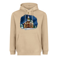 Mushroom Christmas church and snow Heavyweight Hoodie - AdoDesignShop