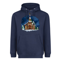 Navy Christmas church and snow Heavyweight Hoodie - AdoDesignShop