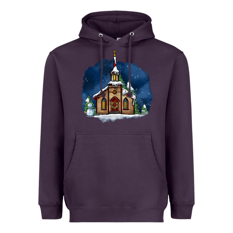 Christmas Church And Snow Heavyweight Hoodie by AdoDesignShop | Teevron