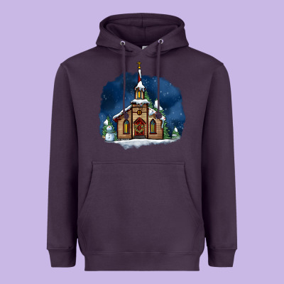 Christmas Church And Snow Heavyweight Hoodie Designed By Adodesignshop
