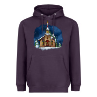 Plum Christmas church and snow Heavyweight Hoodie - AdoDesignShop