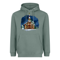 Sage Christmas church and snow Heavyweight Hoodie - AdoDesignShop