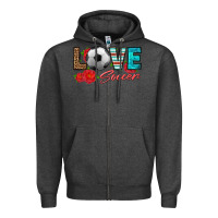 Charcoal Heather love soccer Zipper Hoodie - HRA Design Shop