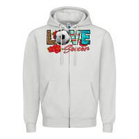 Dove Grey love soccer Zipper Hoodie - HRA Design Shop