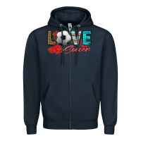 Navy love soccer Zipper Hoodie - HRA Design Shop