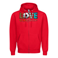 Red love soccer Zipper Hoodie - HRA Design Shop